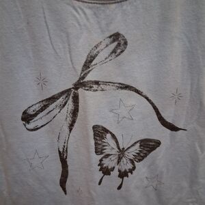 Aeropostale White Tee with Bow and Butterfly Design